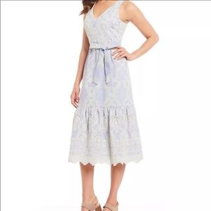 ANTONIO MELANI Light Blue and White Maxi Dress NWT